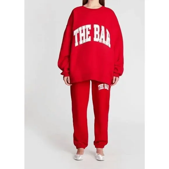 The Bar Varsity Ruby and White Sweatpants